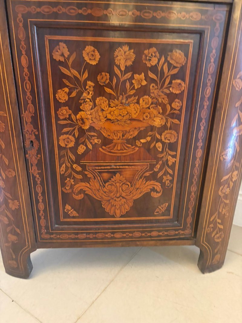 Antique 19th Century Quality Dutch Marquetry Corner Cabinet